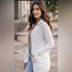 Grace & Lace White Open-Knit Sweater